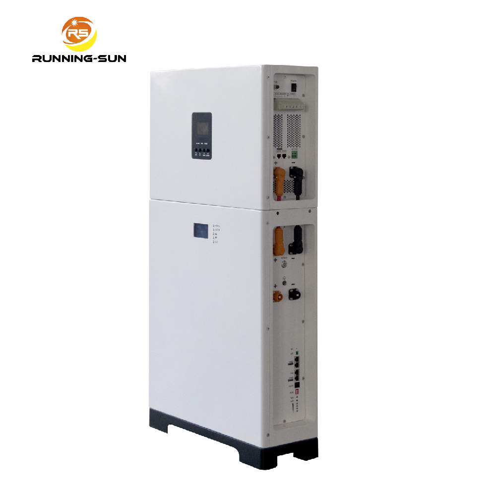 Sistema de armazenamento de energia vertical tudo em um de 5 kWh e 10 kWh, inversor de 5 kW e 6 kW, baterias de íons de lítio solares LiFePO4 para uso residencial ou comercial