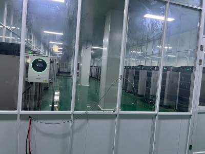 Hundreds of battery aging test cabinets